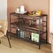 41 Inch 4-Tier Rustic Brown Metal Frame Bar Table with Wine Rack and Glass Holders